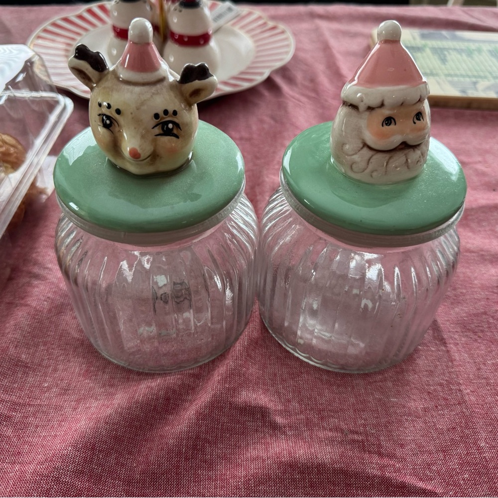 Festive Glass Jars with Santa and Reindeer Lids Johanna Parker